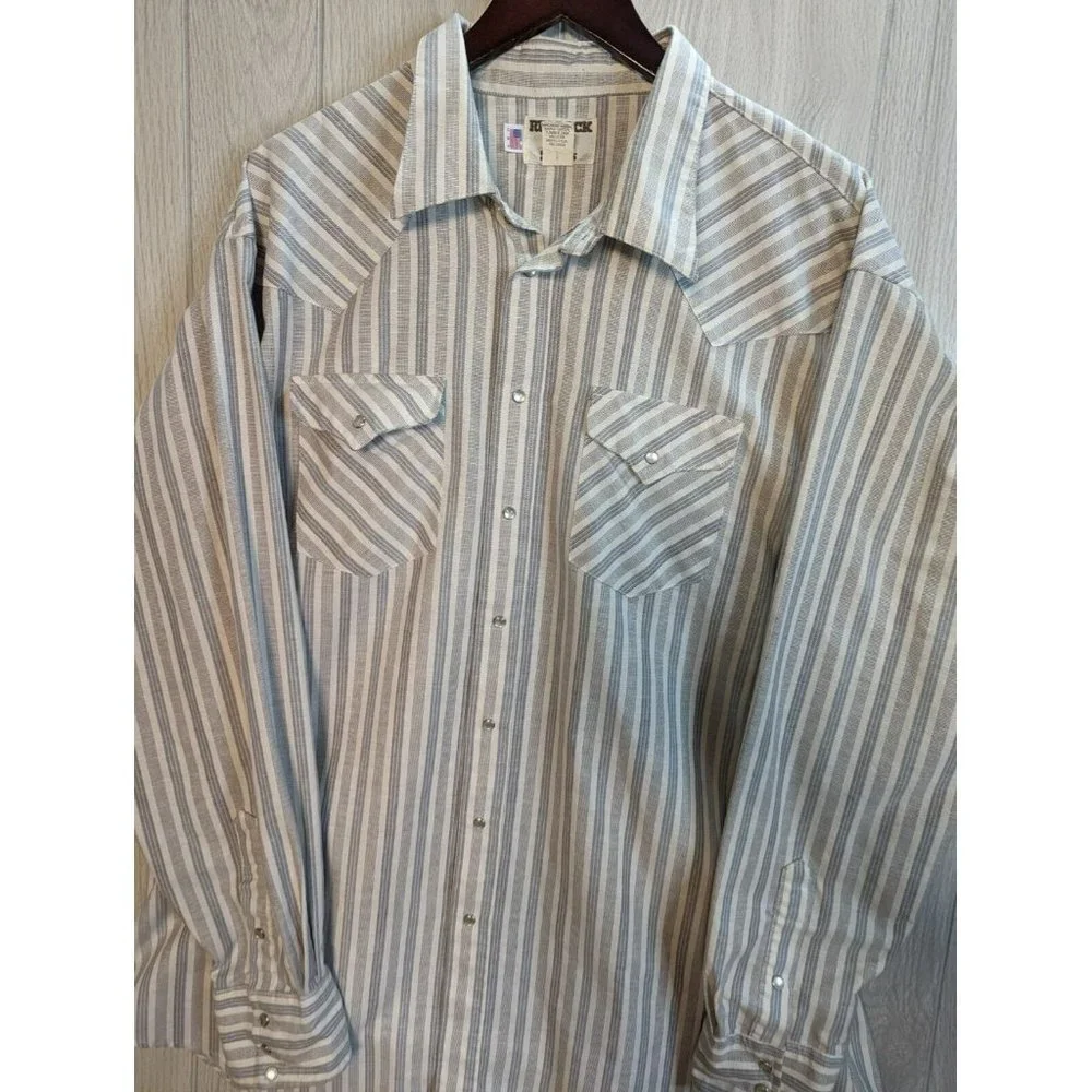 Vintage Flying R Ruddock Pearl Snap Western Shirt Men's 13 38 Extra Long Tail - Picture 2 of 7
